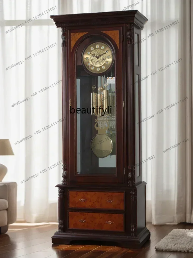 56 European Style Hotel Lobby High-End Floor Clock Solid Wood Germany Hermle Mechanical Floor Clock