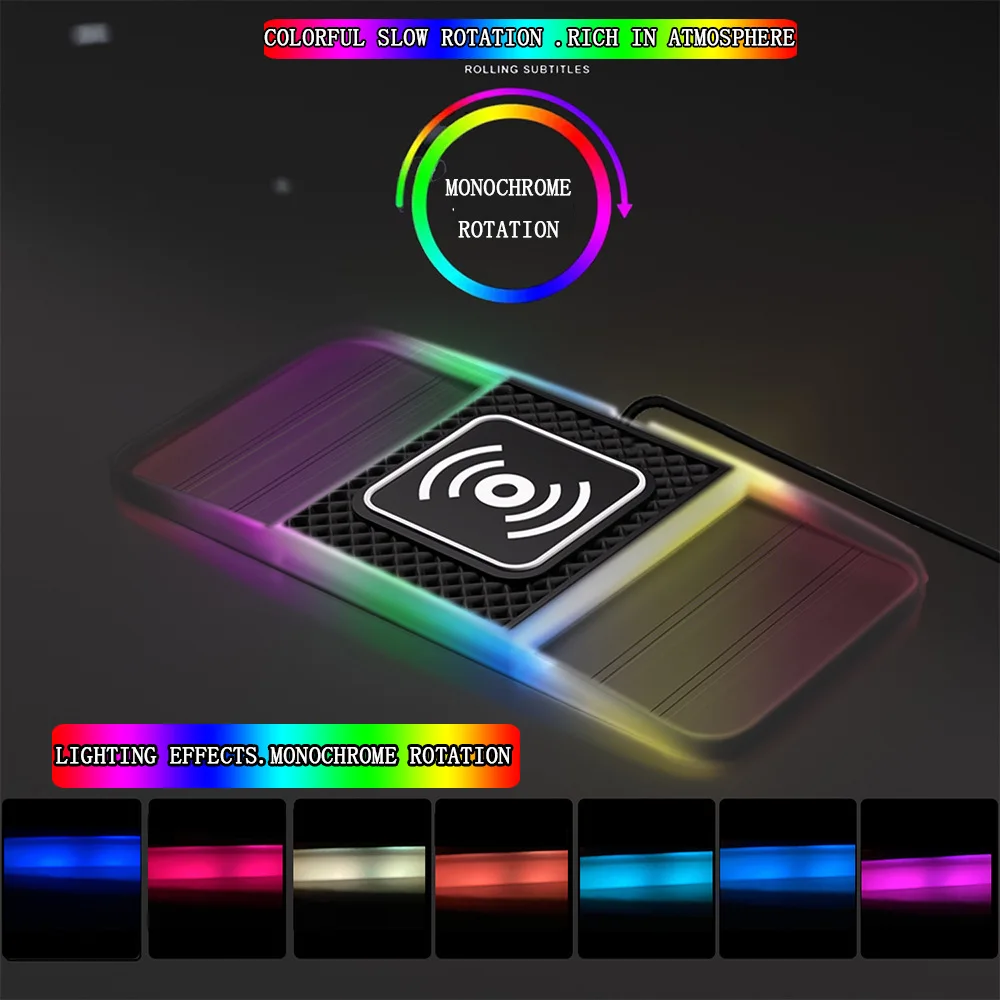 30W RGB Light Car Wireless Charger Pad for iPhone 15 14 13 12 11 Samsung S23 S22 Xiaomi Fast Wireless USB-A Phone Charging Pad - Image 2