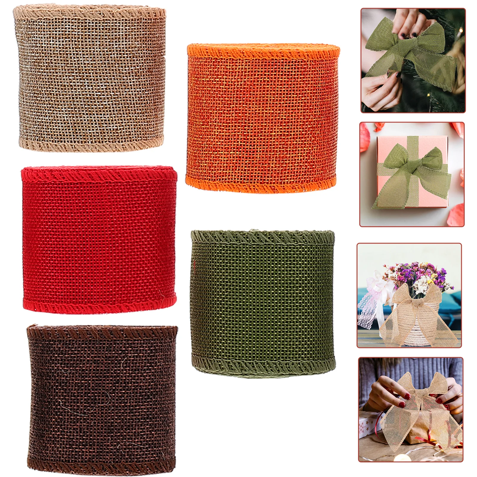 

5 Rolls Christmas Ribbon Delicate Convenient Present Ribbon for Art Craft School Project Holiday Decoration Christmas Themed DIY