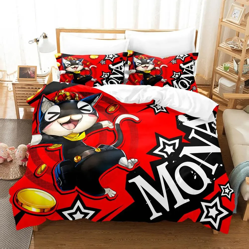 3D Printed P-Persona Game Bedding Set for Boys Girls Duvet Cover Pillowcase Included Twin Queen King Full Single Double Sizes