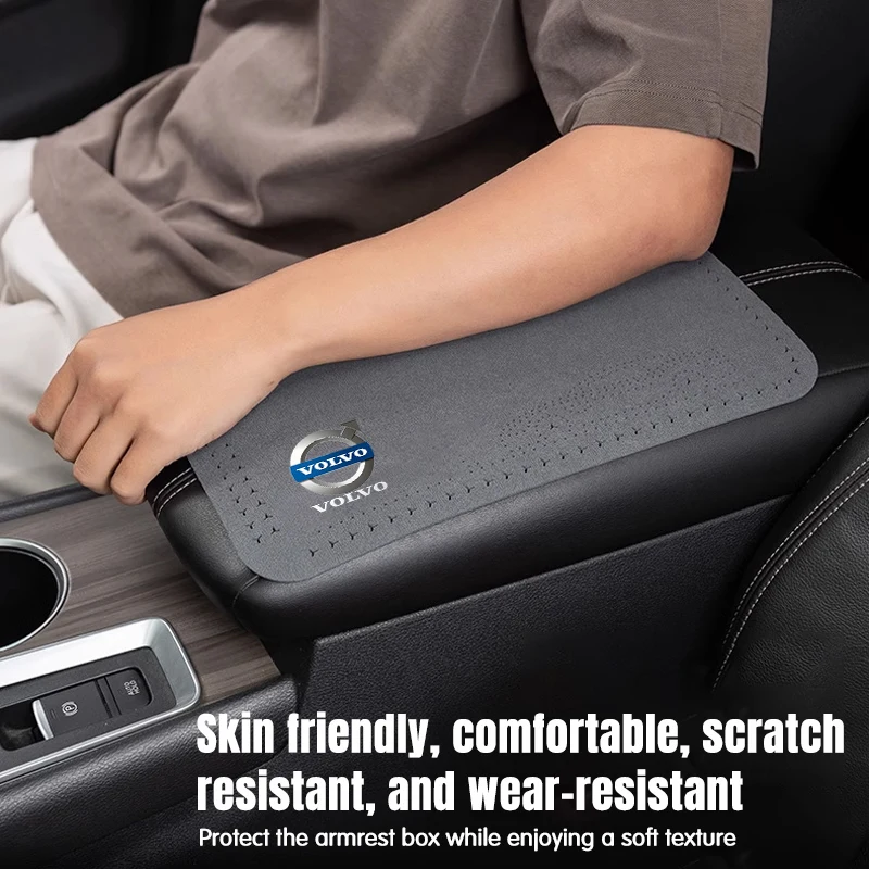 Car logo Armrest Box Pad Auto Armrest Mat For Volvo T5 T8 S40 S60 S90 XC40 XC60 XC90 V40 V50 V60 V90 T6 AWD C30 C70 S80 V70 XC70