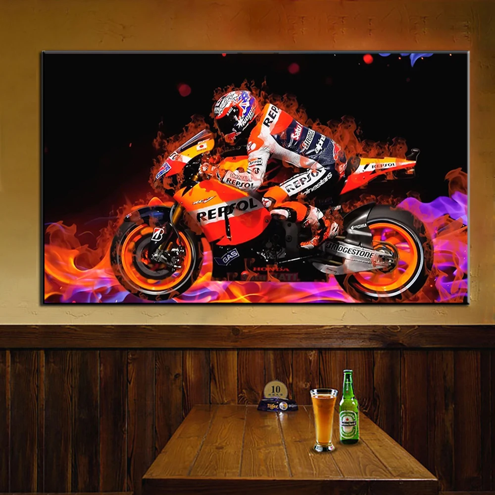 

Wall Art Canvas Abstract Motorcycle Poster Painting Grand Prix Motorcycle Racing Picture Print Living Room Modern Home Decor
