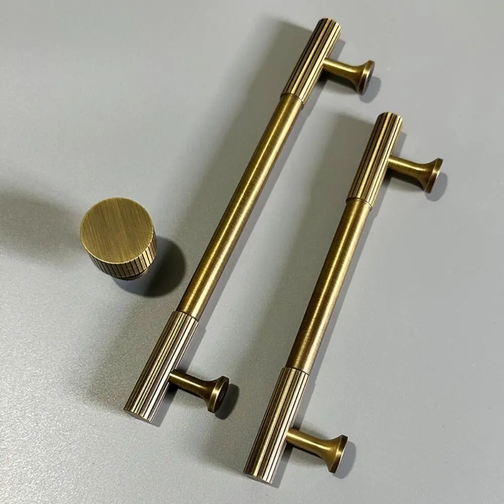 

Bronze Bronze Cabinet Handles Wardrobe Pulls Door Knobs Solid Brass Knurled Handle Antique T-bar Furniture Door Pull Cupboard