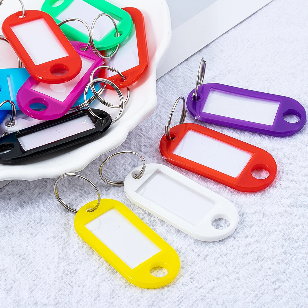 50-600 Stück Mehrfarbige Schlüsselanhänger Schlüssel-ID-Etiketten Gepäck-ID-Tags Hotel-Nummerierungskarten Schlüsselringe Zufällige Farbe – Detail 8