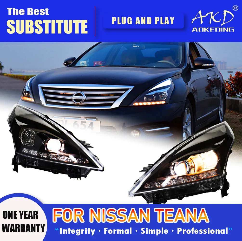 AKD Head Lamp for Nissan Teana LED Headlight 2009-2012 Headlights Altima DRL Turn Signal High Beam Angel Eye Projector Lens