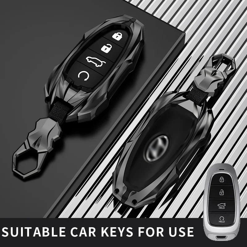 Fit for Hyundai Car Smart Key Case Cover Chain Shell Ring for Solaris, Sonata, Hybrid, Grand NEXO, NX4, New Santa I30, IX35,Ix45