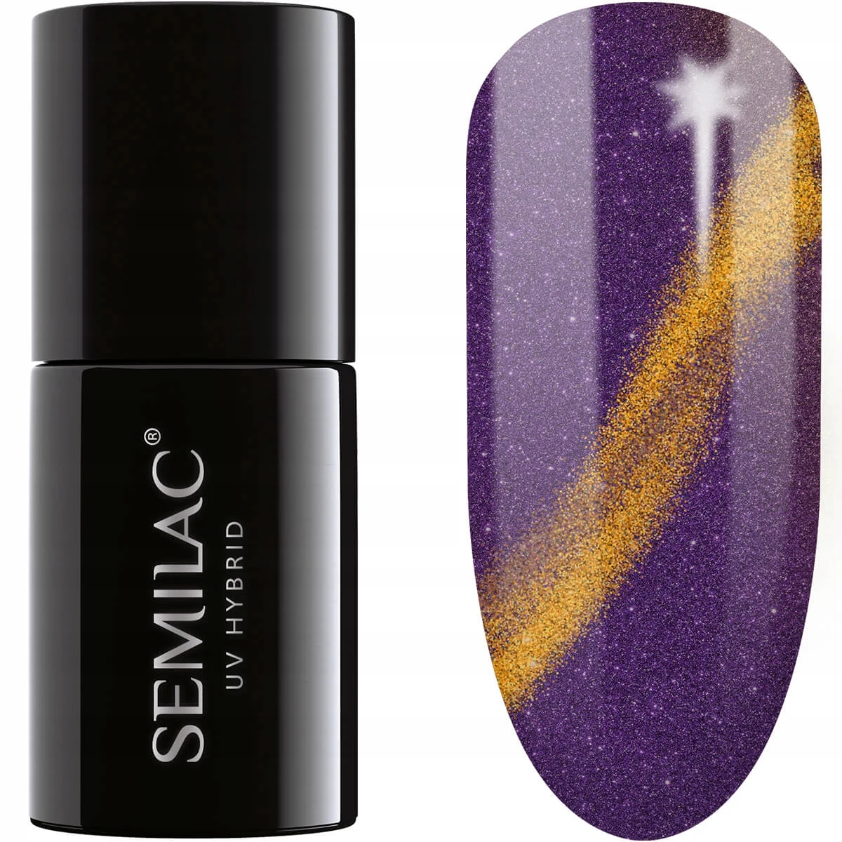 Semilac Magic Cat Eye Violet 315 semi-permanent coverage, UV hybrid nail polish texture Gel