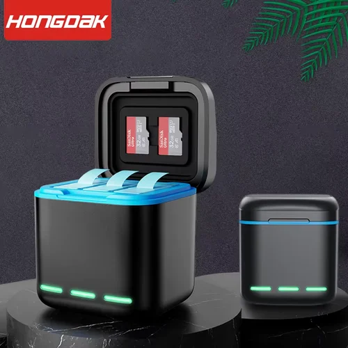 Cargador de batería de 1800mAh para GoPro Hero 11 10 9, cargador rápido negro de 3 vías con Cable tipo C para accesorios de Cámara de Acción Go Pro