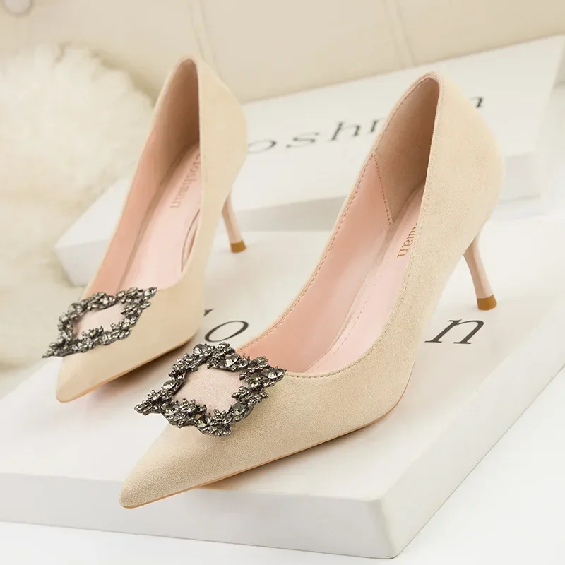 

Women's shoes Fashion work stiletto pointed toe rhinestone sexy thin high-heeled shoes women