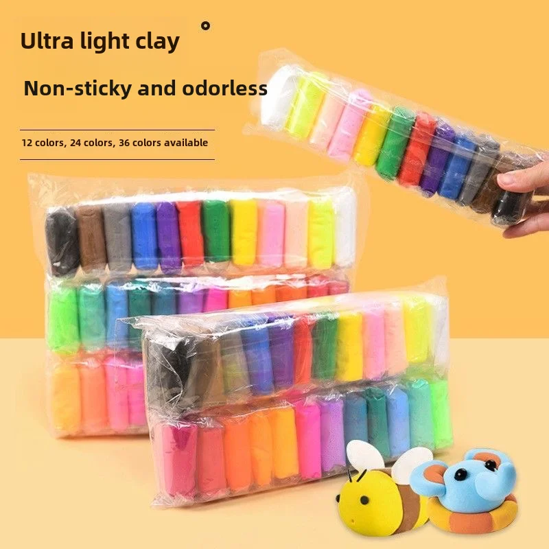 Ultralichte klei, niet-giftig, veilig en geurloos plasticine navulpakket 12 kleuren 24 kleuren 36 kleuren Handgemaakte doe-het-zelfmaterialen Gereedschap Klei Ruimte Kleur Modder Speelgoedset