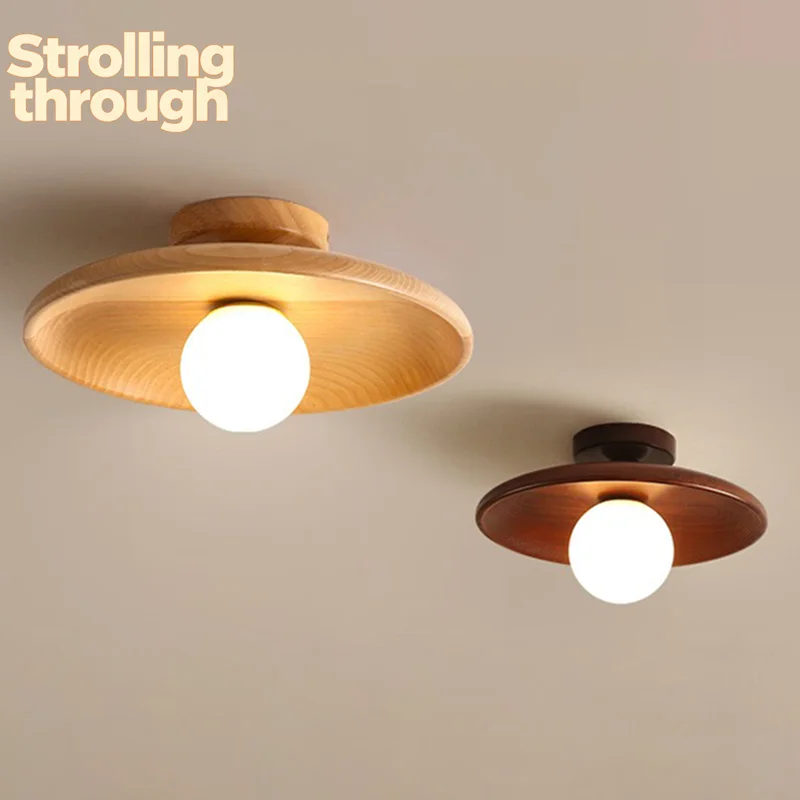 

Потолочный светильник в скандинавском стиле, деревянный круглый потолочный светильник для гардероба, спальни, кабинета, детского коридора, дома, внутреннего высококачественного освещения