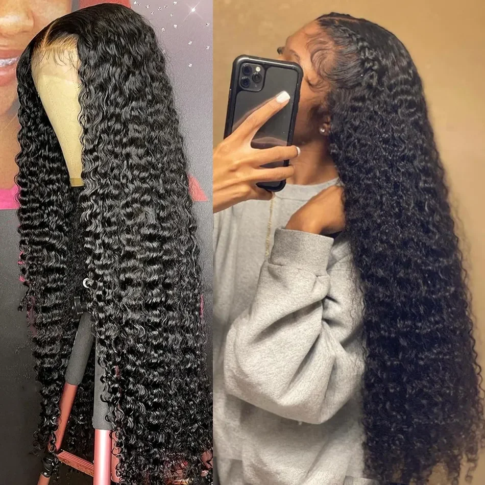 Perruque Lace Front Wig sans colle naturelle bouclée, cheveux humains, Deep Wave, 5x5, HD, 13x6, Prêt à vitation, 250%, pour femmes africaines