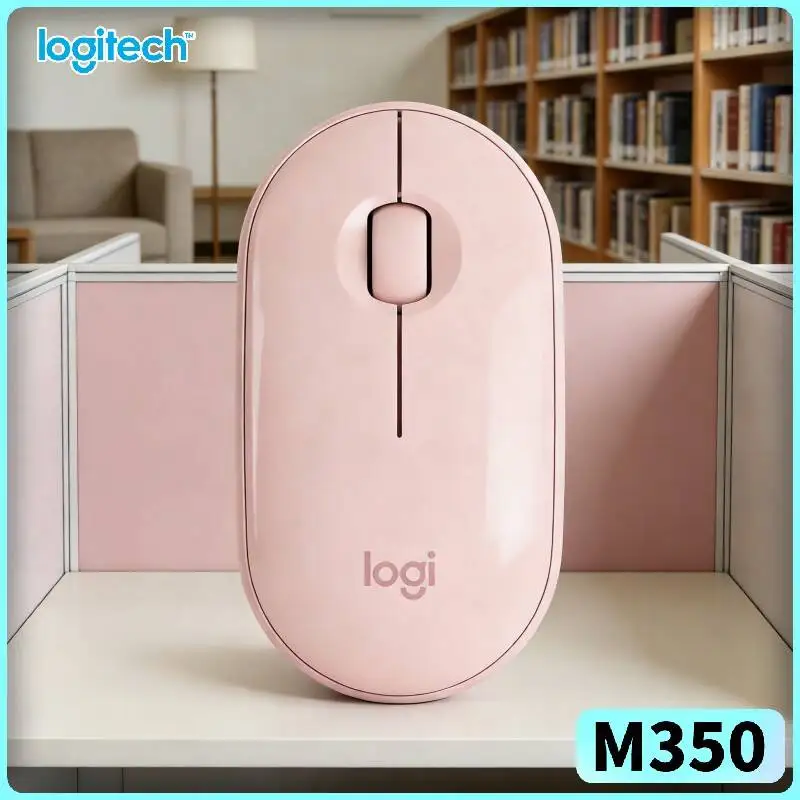 Logitech M350 Pebble Office Mouse - Light Build, Dual Connectivity, Silent Scroll, 10m Range, Long Work Session Ready