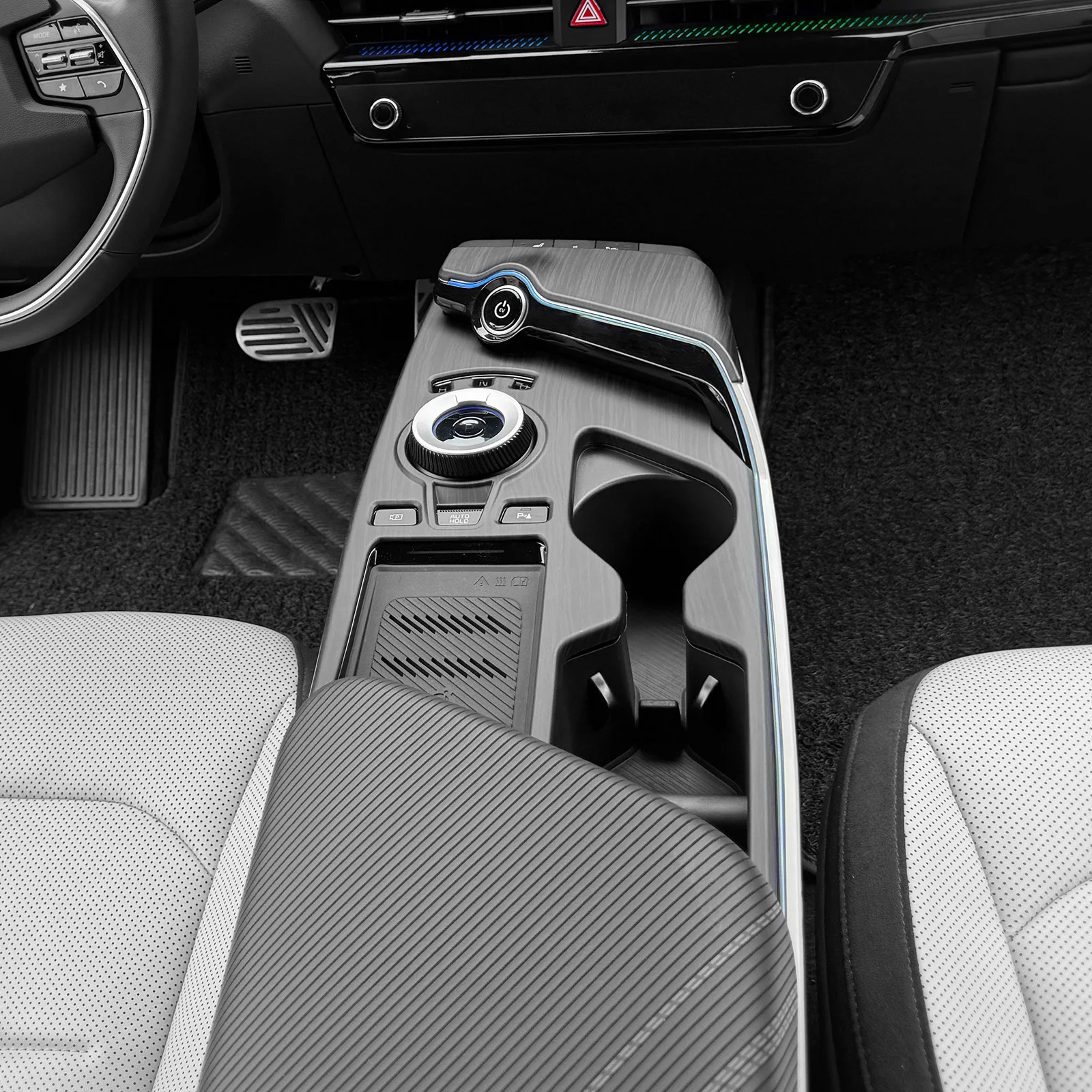 Matte Wood Grain Style Center Console Panel Sticker Central Control Cover For Kia EV6 2022-2024 Car Interior Accessories