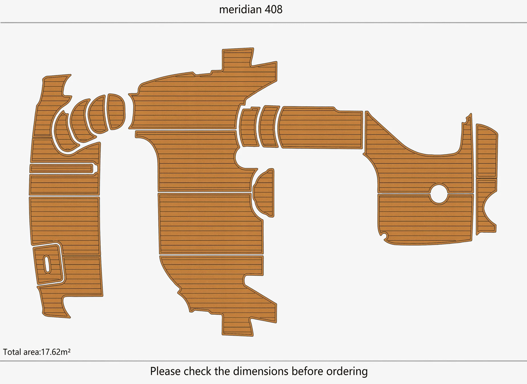 Tappetino per ponte per barca autoadesivo in finto teak EVA antiscivolo da 6 mm per pavimento marino durevole per cabina di yacht Meridian 408 2005-2011