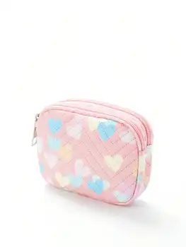 女孩愛心圖案PU拉鍊零錢包 6 最佳銷售 心形皮夾 - №4