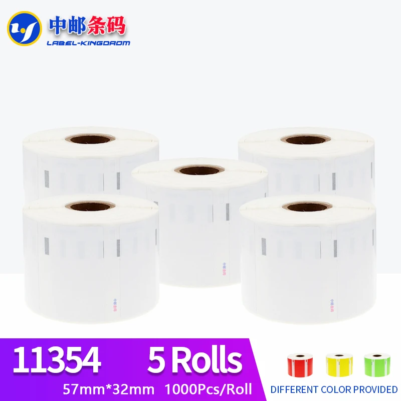 5 Rolls Dymo Compatible 11354 Label 57mm*32mm 1000Pcs for LW400 450 450Turbo Printer Seiko SLP 440