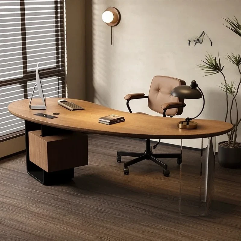 

Solid wood computer desk boss desk office workbench home desk medium antique high sense