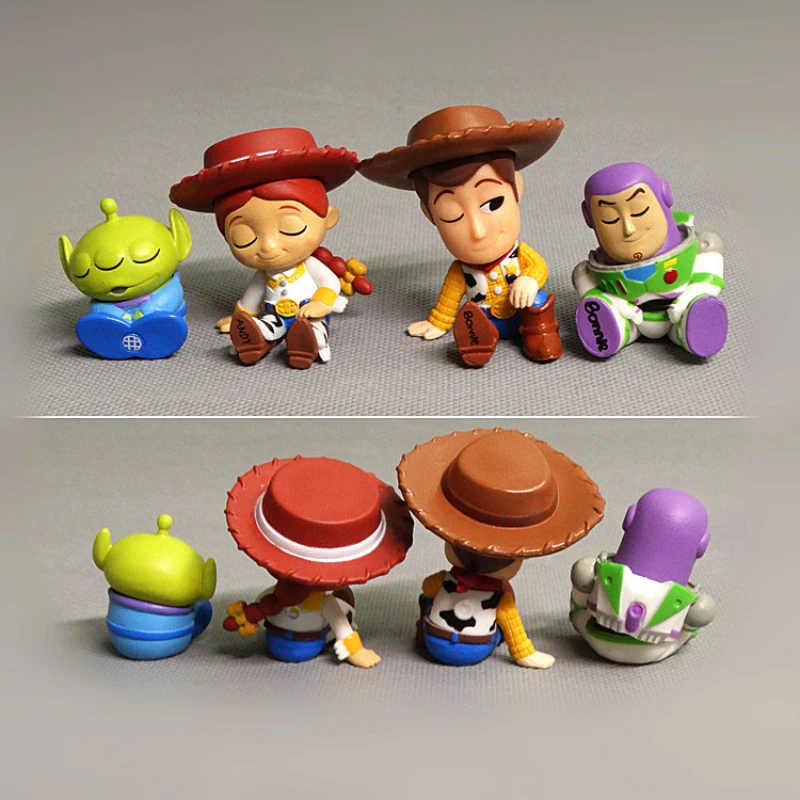 Hot Toys 4pcs/set Cartoon Anime Bass Lightyear Toy Story Action Figures Cute Sangan Keychain Pendant Educational Kids Toys Gifts