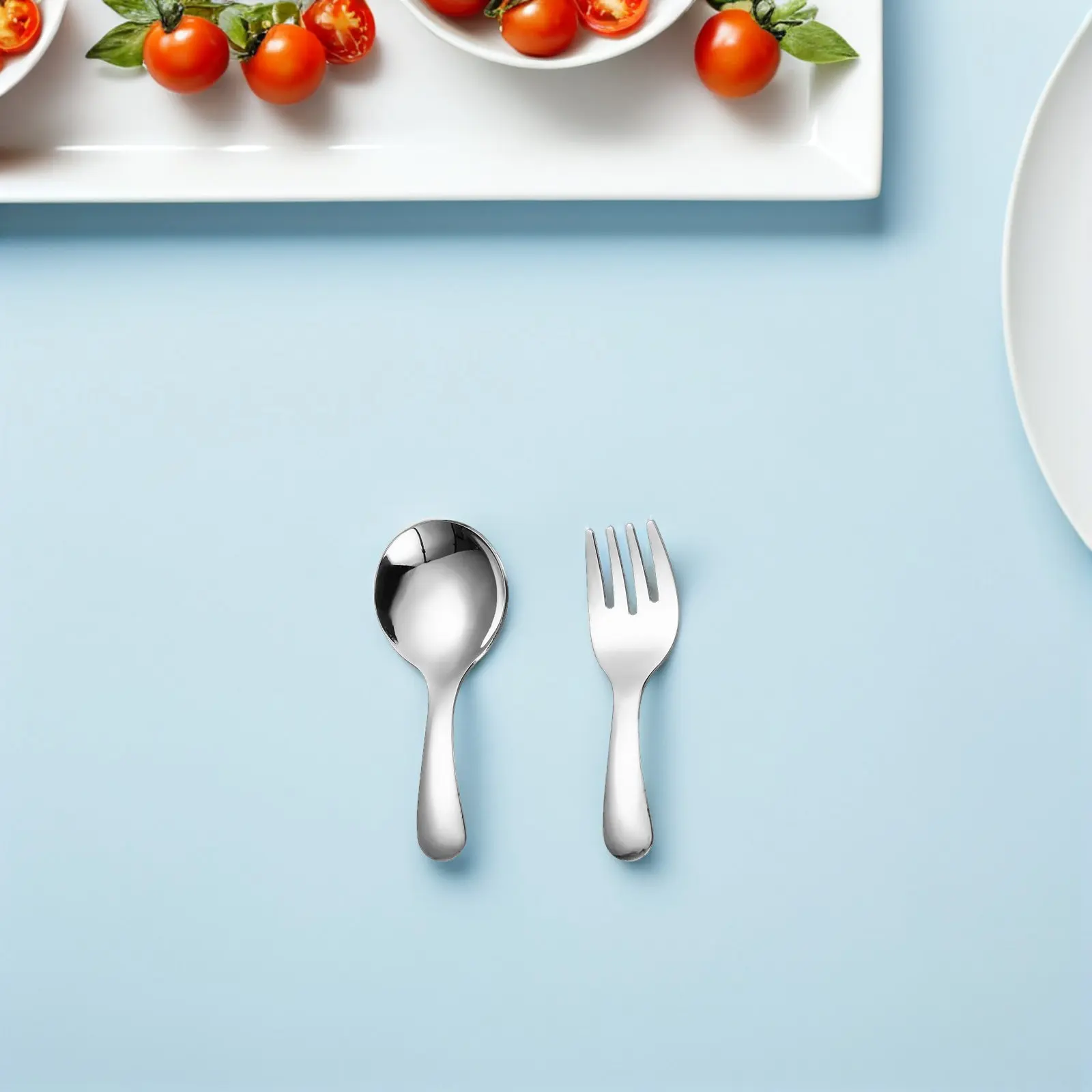 6Pcs Portable Spoon Set Stainless Steel For Kid Lunch Box Girl Mini Silverware Small Round Scoops Safe Toddler