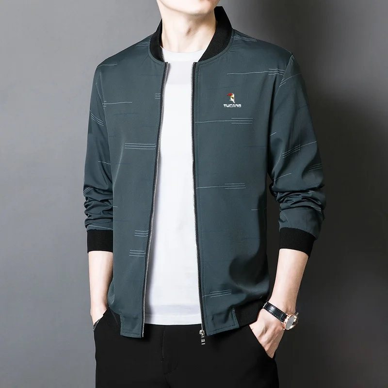 

TUCANO Men's Baseball Collar Jaet Faionable Casual Windproof Breathable Outerwear Zipper Decorated Slim Fit Polyester Fiber