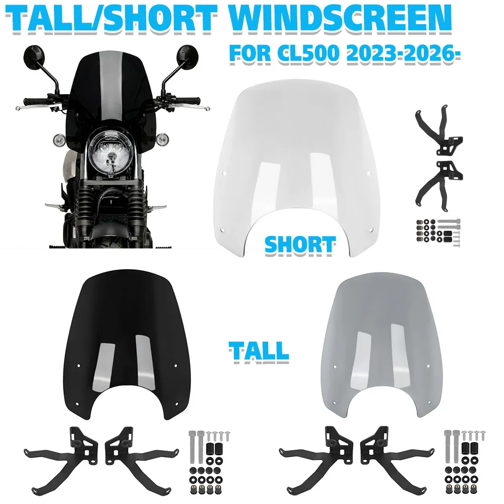 For Honda CL 500 CL500 2023-2026- Tall/Short Windshield Spoiler Viser Windscreen Screen Double Bubble Wind Deflector Accessories