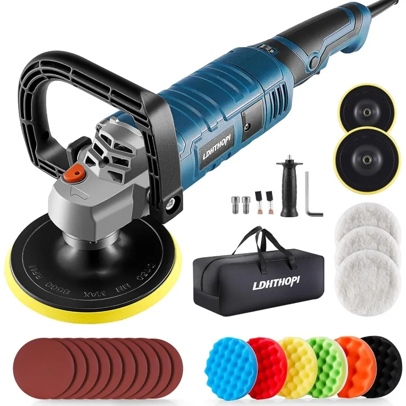 

Buffer Polisher, 1600W 7 Inch/6 Inch Rotary Buffer Polisher Waxer, 7 Variable Speed 1000-3500 RPM, Detachable Handle