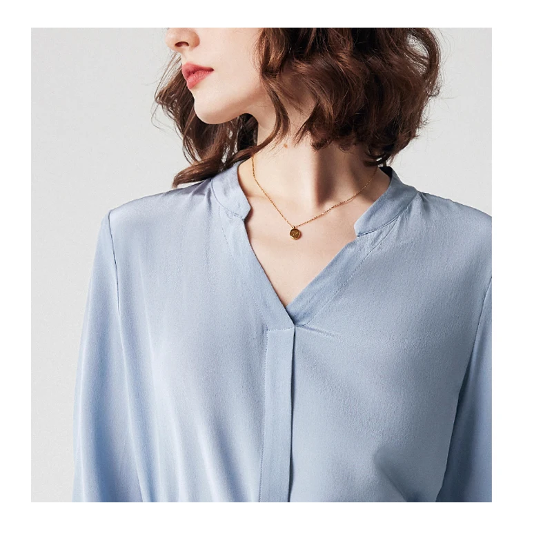 ชุดเดรสผ้าไหมคุณภาพสูง 100% สำหรับผู้หญิง แขนสามส่วน คอตั้ง - สไตล์หรูหรา เสื้อผ้าผู้หญิงระดับพรีเมียม