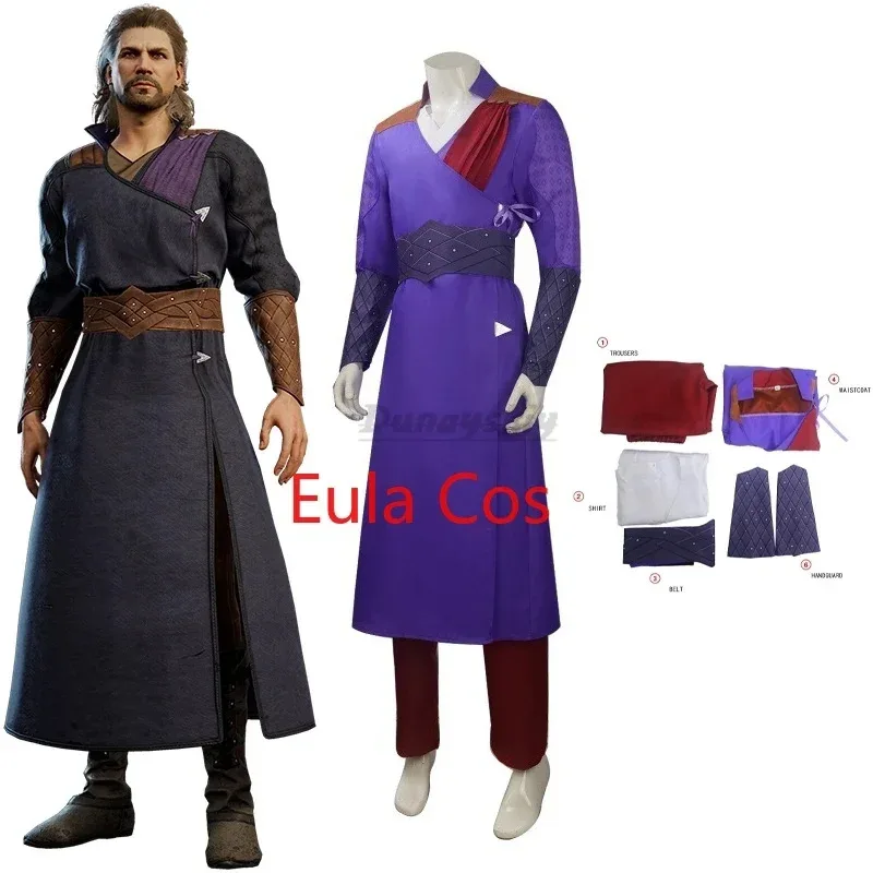 

Костюм для косплея Gale, плащ, фиолетовый халат, мужская игра Baldurs Gate 3, мужская униформа для ролевых игр, ворот, Хэллоуин, Рождество, карнавал, полный комплект