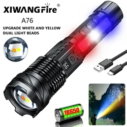 XIWANGFIRE A76 Flashlight High Strong Power Zoom Tactical Torch 10 Lighting Modes Rechargeable Outdoor Portable Camping Lantern