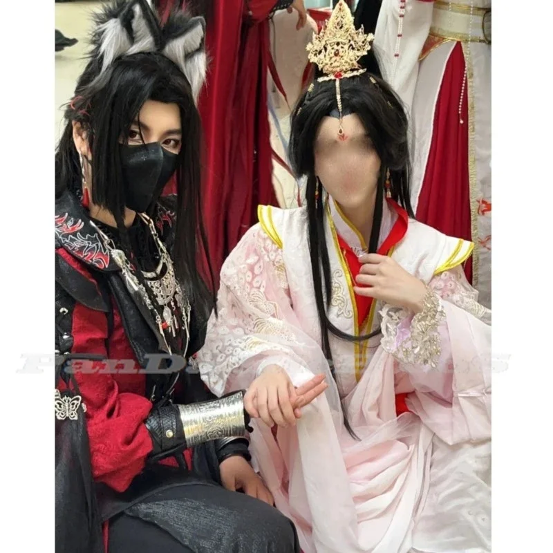 Tian Guan Ci Fu Yueshen Xie Lian Cosplay Costume Wig Heaven Official's Blessing Crown Prince Ancient Women Hanfu Halloween Party