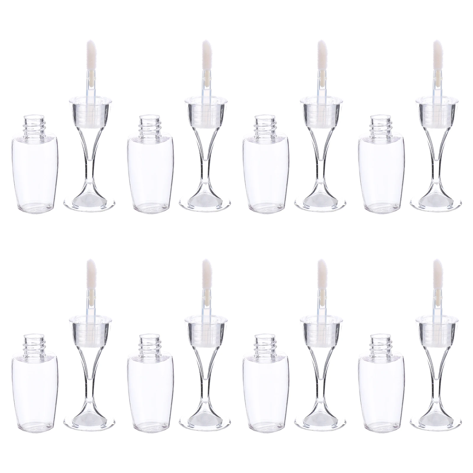

8pcs Wine Glass Shaped Gloss Tubes Refillable Bottles Reusable Container For Lip Balm Eyelash Serum Small Portable Lip