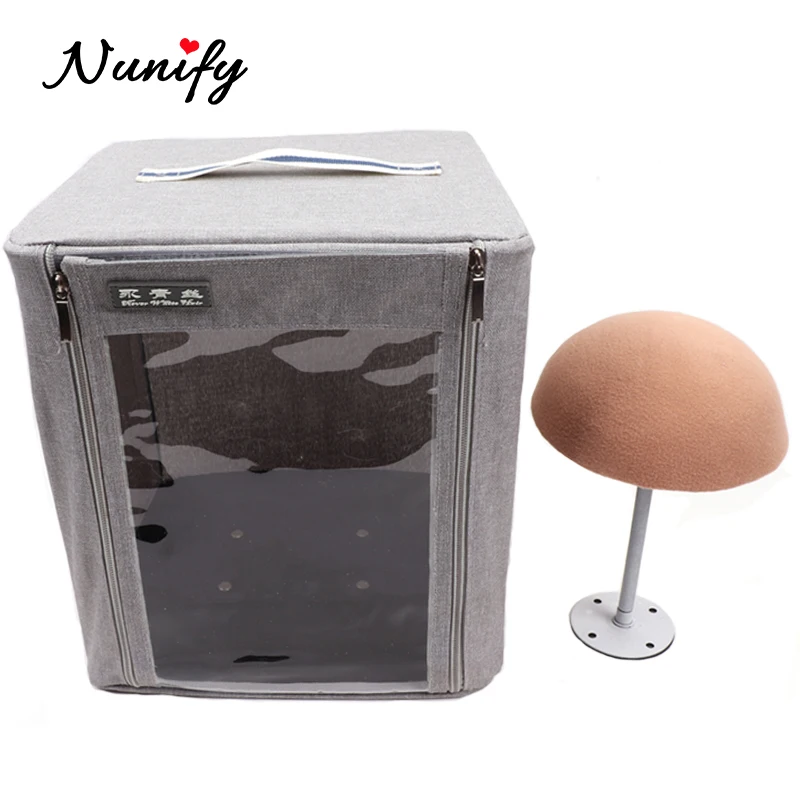 Nunify Kotak Display Wig Anti Bukti dengan Jendela Tranparent Show Setengah Kepala dengan Stand untuk Wig Penutupan Kotak Penyimpanan Wig Frontal