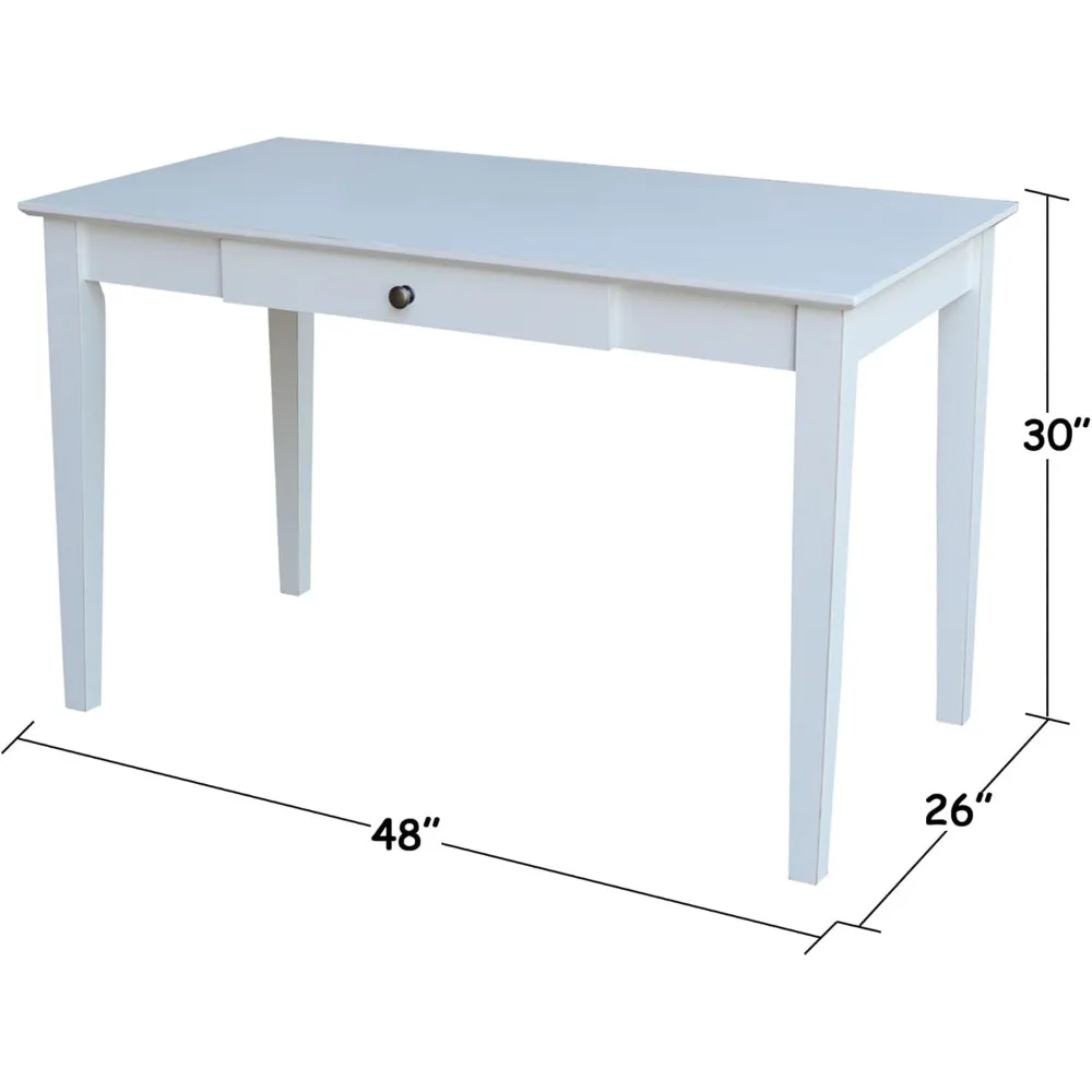 48 X 26 Inch Computer Desk with 1 Drawer for Home Office, Transitional Solid Hardwood Writing Desk