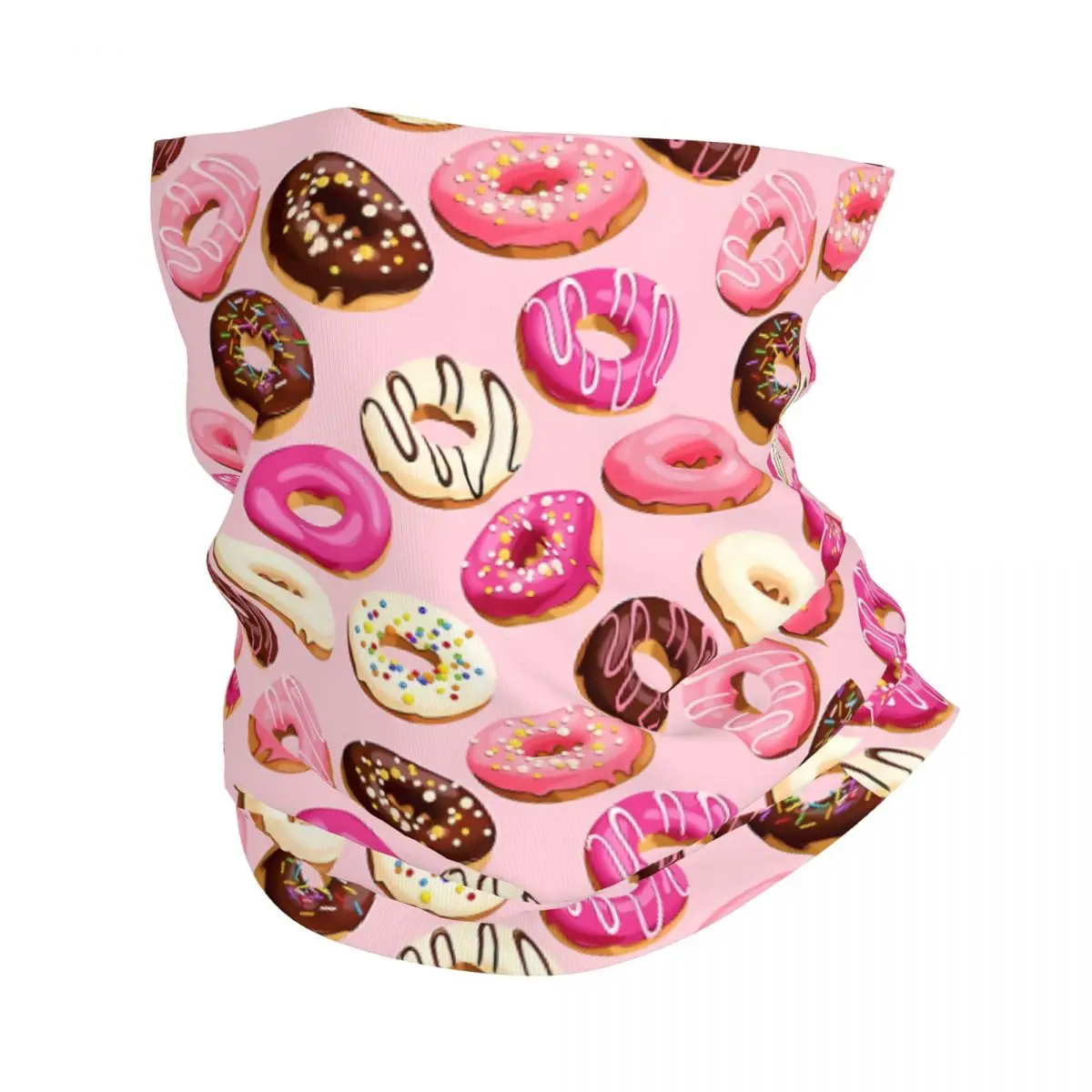 Pink Delicious Retro Donuts Thin Bandana Neck Gaiter Wrap Scarf Headband Neck Cover