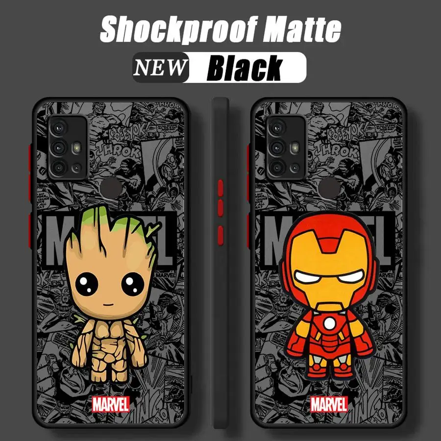 Marvel Groot Ironman Phone Case for Samsung Galaxy A72 A22 A33 A73 A23 A13 A32 A52 5G A14 A54 A34 A24 A53 Luxury Soft Cover