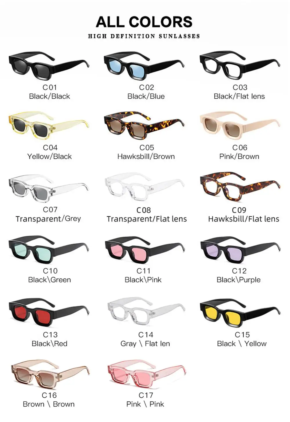 남녀공용 소형 사각 프레임 선글라스, 편광 선글라스 쉐이드, 패션 UV400