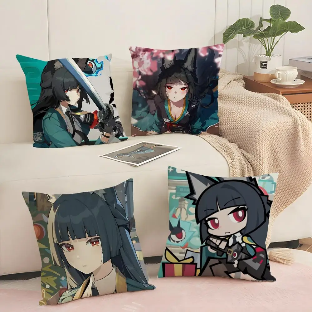 

Game Z-Zenless Zone Zero Cushion Cover Silky Short Plush with Invisible Zipper Dustproof Sofa Pillow Case for Home Decor