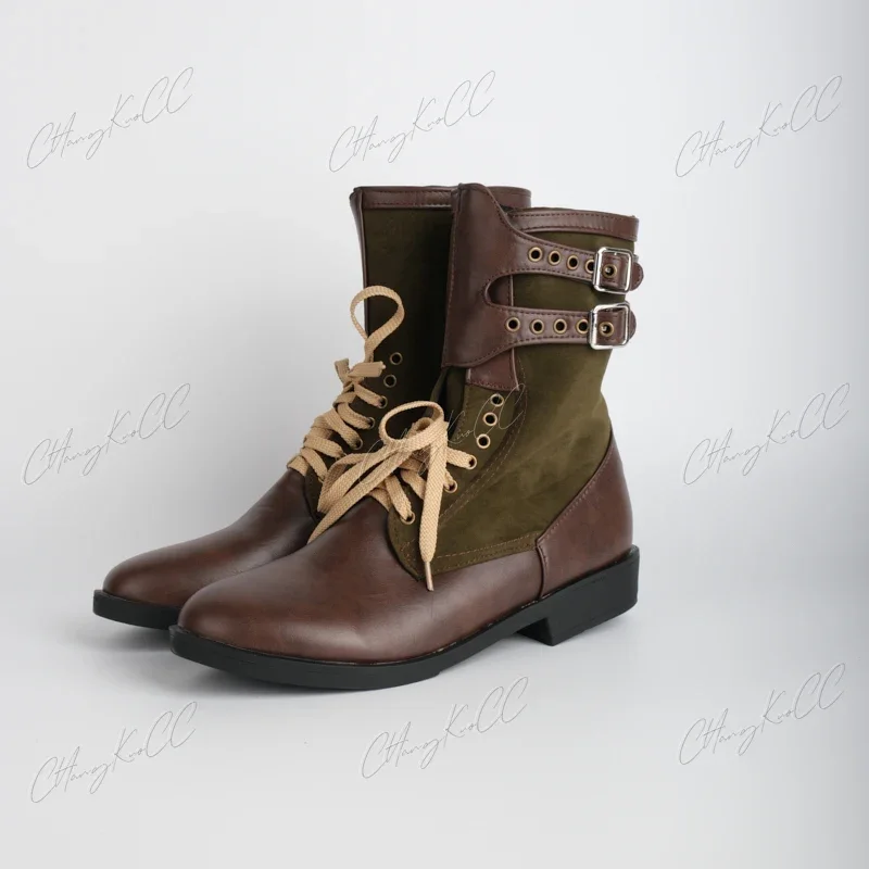 Stivali Cosplay Steampunk medievali uomo Winter Larp Viking Pirate PU Leather scarpe militari Carnival Party Fancy Knight Boots