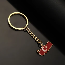 Stainless Steel Turkey Map Flag Keychain Women Turkish Jewelry Turkiye Cumhuriyeti