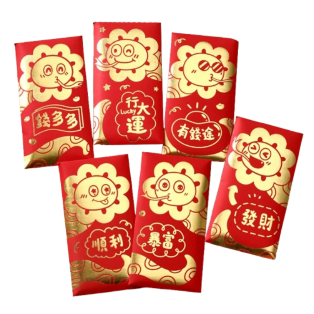 

6pcs Chinese Style 2025 Snake Year Red Envelopes Blessing Thickened New Year Lucky Money Bag Hongbao Traditional Money Packet