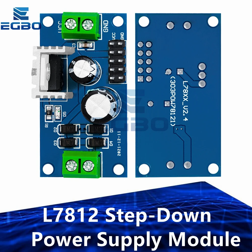 1PCS  AC / DC 12V 1.5A Voltage Regulator Filter Rectifier Module L7812 Step-Down Power Supply Module