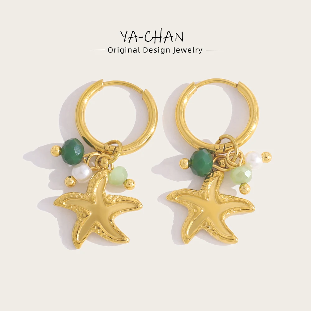 

YACHAN New In Irregular Star Charm Stainless Steel Hoop Earrings for Women 18K Gold Plated Chic Trendy Waterproof Jewelry