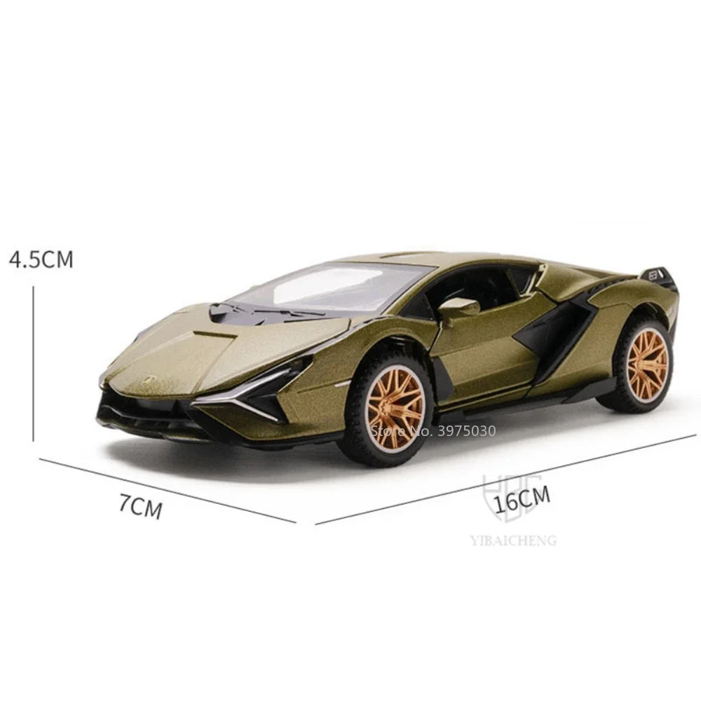 1:32 Lambor SIAN Car Model Toy Alloy Diecast Toy Vehicle Sound Light Pull Back Lifting Tail Supercar Collecting Hobbie Kids Gift