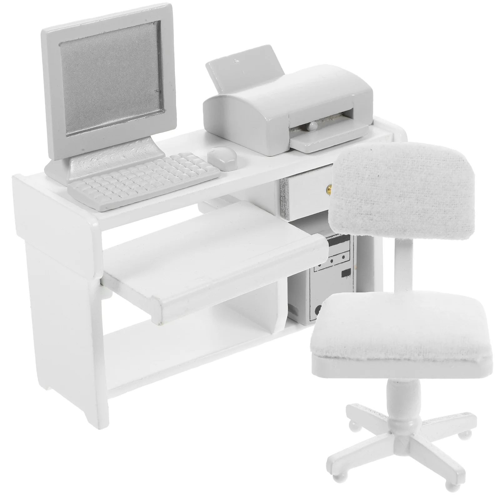 Mini Computers Office Scene Props Miniatures Desk Decor Ornament House White Things