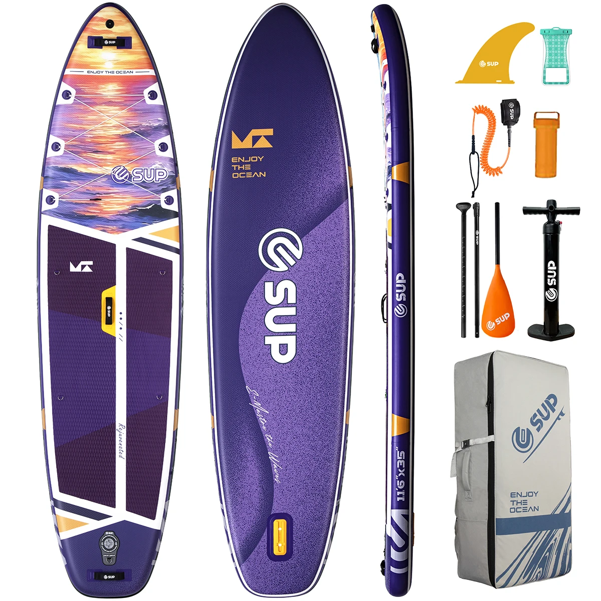 Extra Wide Stability PVC Beginner SUP Board with Easy Maneuver Inflatable Accessory Convenient Storage Bag & Repair Kit
