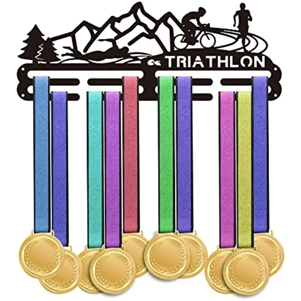 

Triathlon Medal Holder Display, Medal Display Hanger Metal Medal Rack Frame Sport Awards Ribbon Holder Personalized Wall Mount