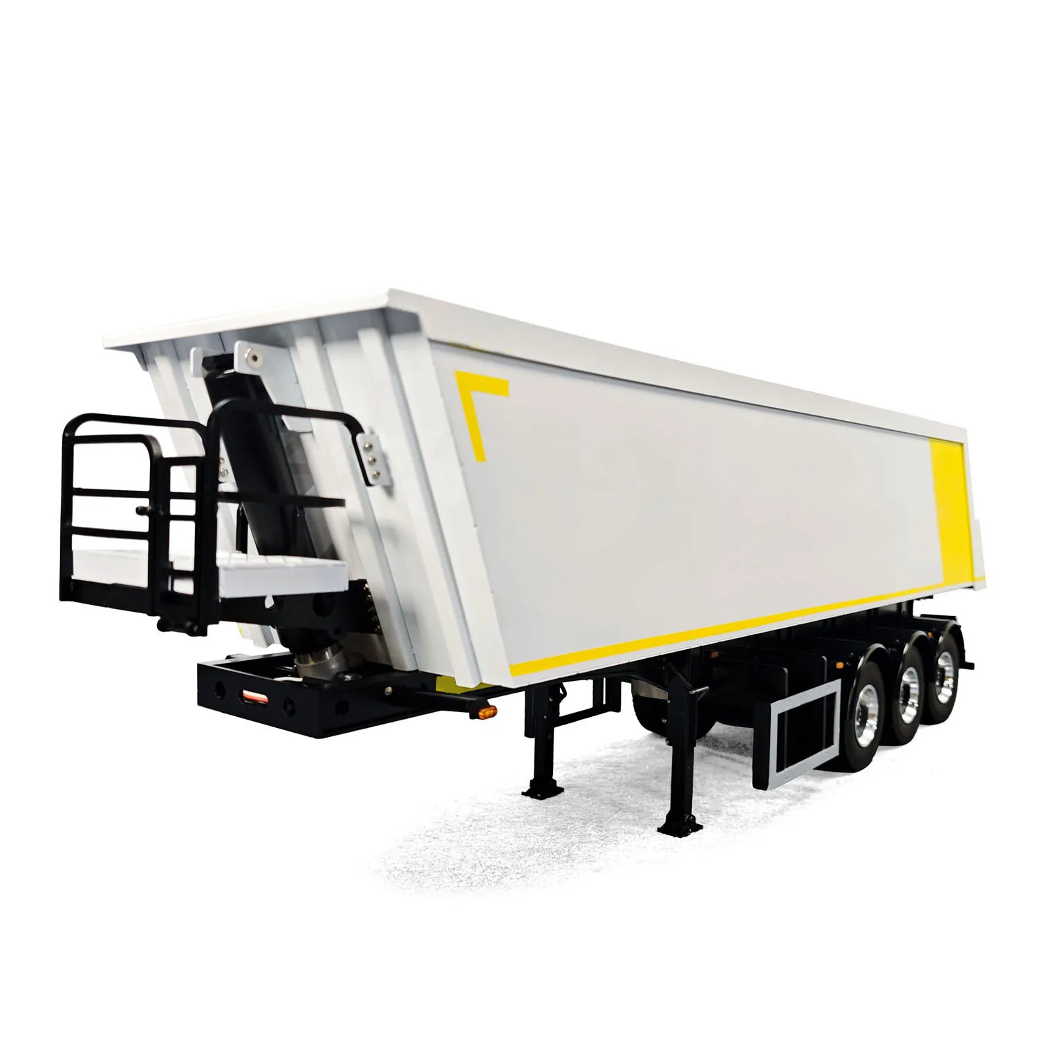 

3-осевой гидравлический полуприцеп из нержавеющей стали с системой освещения с опорной ножкой для 1/14 DIY Tamiya с дистанционным управлением тягач