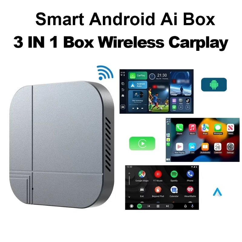 Portable Wireless CarPlay Android Auto Adapter Dual Band WiFi High-Res Audio USB-C