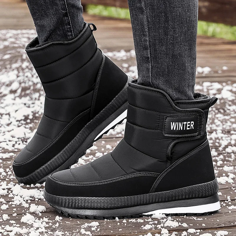 Winter Men\'s Boots Plush Warm Men Snow Boots Plus Size Waterproof Boots Outdoor Comfortable Men Ankle Boots Winter Men Sneakers